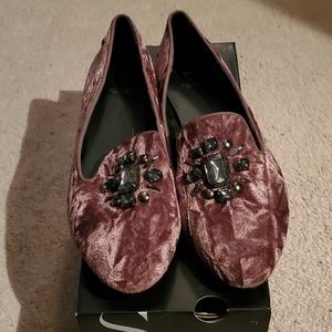 Velvet jeweled flats